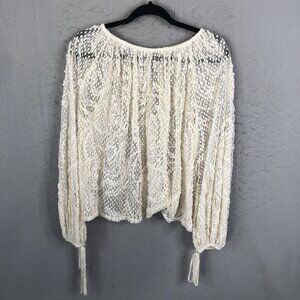 Badgley Mishka Top Womens Medium Cream Sheer Fairy Artsy Airy Feminine